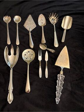12 antique vintage silverplated serveware pieces